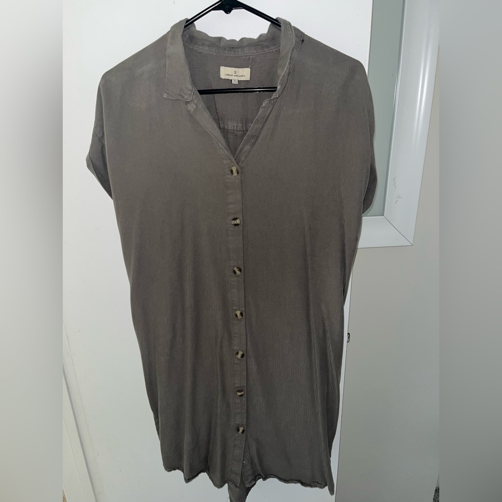 Green button down dress